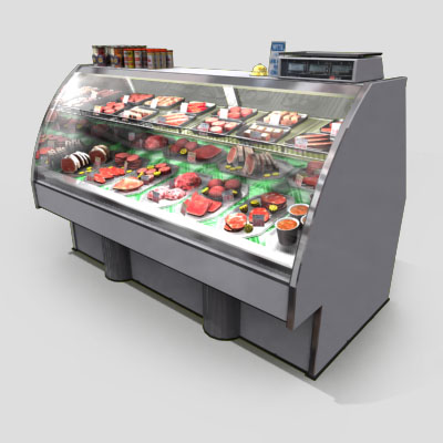 3D Model of Typical grocery store retail meat counter. - 3D Render 1